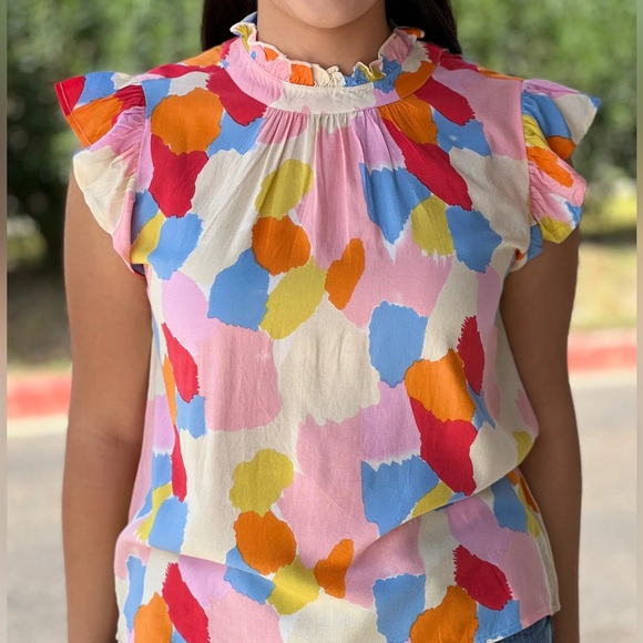 THML Colorful Ruffle Sleeve Top - Picture 4 of 6